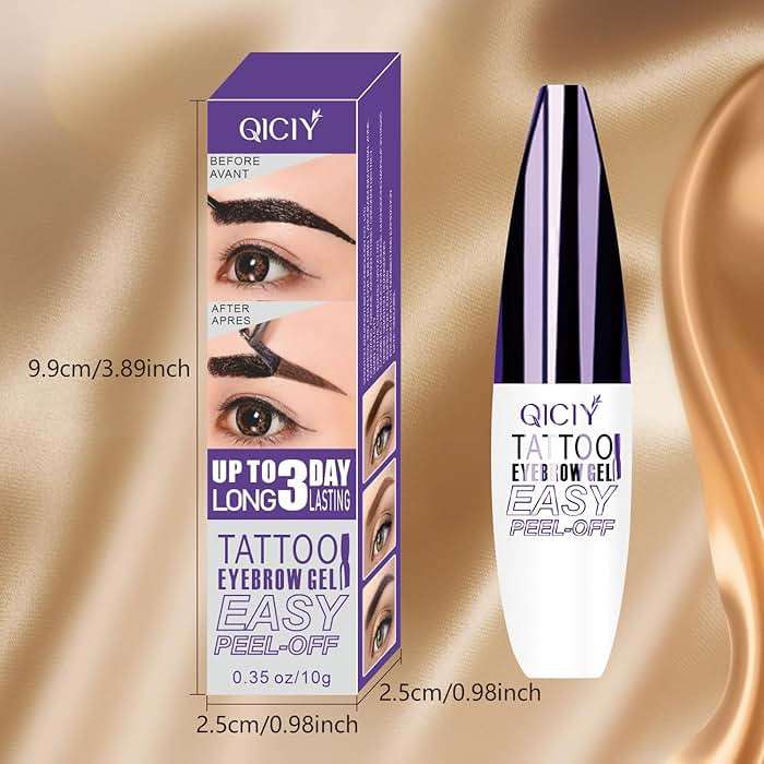 Easy Peel off Eyebrow Gel, Qiciy Tattoo Eyebrow Gel Easy Peel Off, Tinted Eye Brow, Professional Eye Brow Tint, Waterproof & Sweatproof (Dark Brown) - Image 7