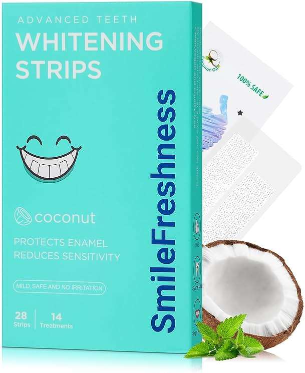 SmileFreshness Teeth Whitening Strips, 14-Day Treatments Clinically Proven for Visible & Affordable Teeth Whitening, Enamel Care Whitening, Reduced Sensitivity Formula, Coconut. - Image 1