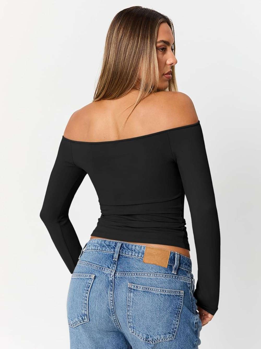 Trendy Queen Womens Long Sleeve Off The Shoulder Tops Going Out Cute Basic Y2K Fall Fashion 2026 Outfits Clothes - Image 5