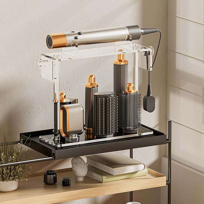 YUNEASELF Storage Holdr Compatible with Dyson Airwrap Styler Accessories: Acrylic 6 Holes Countertop Organizer for Dyson Long Barrel Attachment - Clear Stand for Bathroom Vanity Makeup Table - Image 6