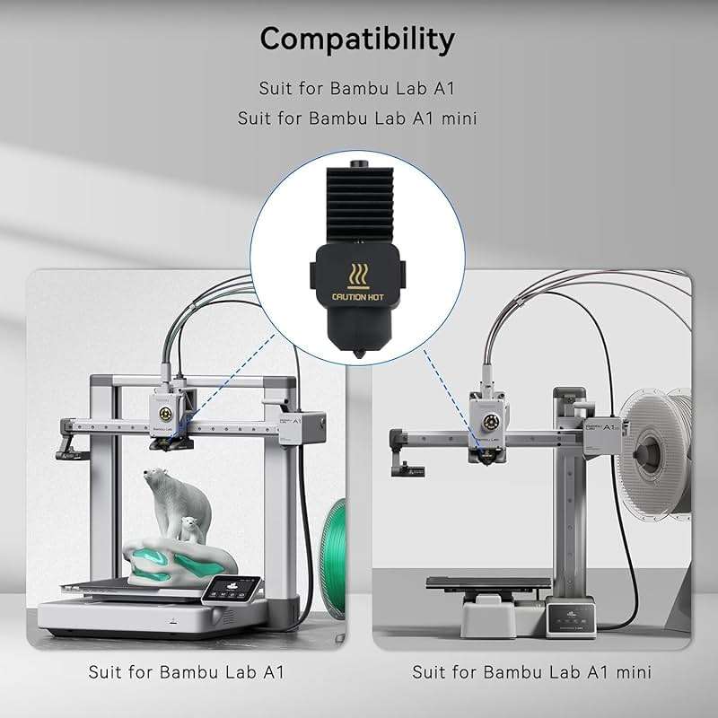 3pac A1 Mini/A1/A2L Hotend Print Head Hot End Kit 0.2mm+0.4mm+0.6mm Extruder Upgrade High Temperature 0.4 mm Hardened Steel Nozzle Replacement with Silicone Cover Sock for Bambu Laboratory 3D Printer - Image 3