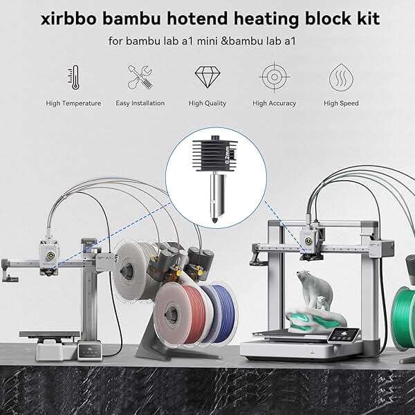 3pac A1 Mini/A1/A2L Hotend Print Head Hot End Kit 0.2mm+0.4mm+0.6mm Extruder Upgrade High Temperature 0.4 mm Hardened Steel Nozzle Replacement with Silicone Cover Sock for Bambu Laboratory 3D Printer - Image 4