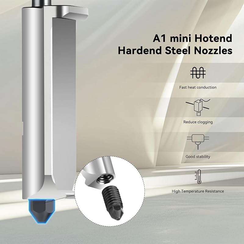 3pac A1 Mini/A1/A2L Hotend Print Head Hot End Kit 0.2mm+0.4mm+0.6mm Extruder Upgrade High Temperature 0.4 mm Hardened Steel Nozzle Replacement with Silicone Cover Sock for Bambu Laboratory 3D Printer - Image 6