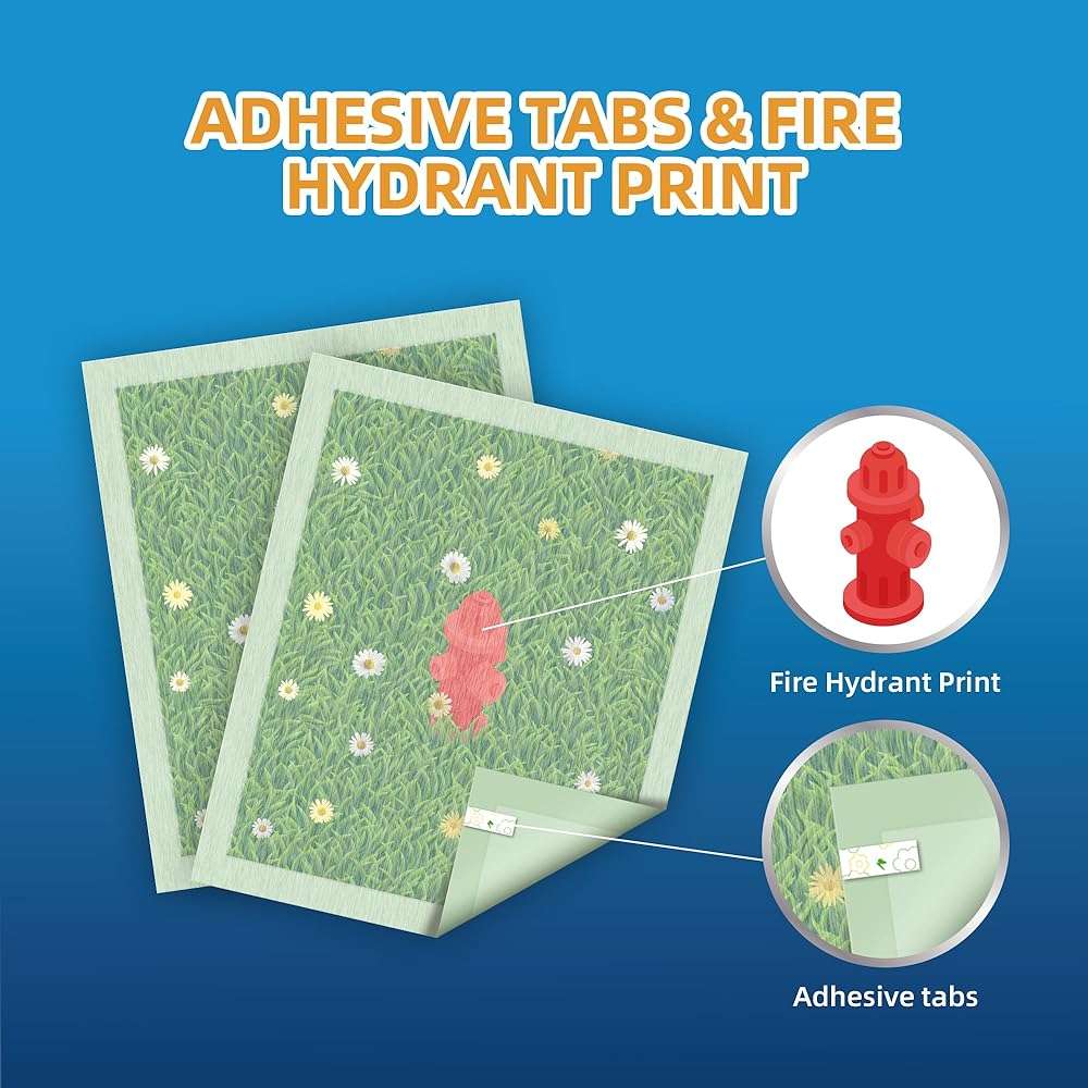 HONEYCARE Dog Training Pads with Grassfield & Fire Hydrant Printing丨Eliminating Urine Odor Puppy Pads 丨 XL Premium Dog Pee Pads (30Count, 28x34 inch) - Image 2