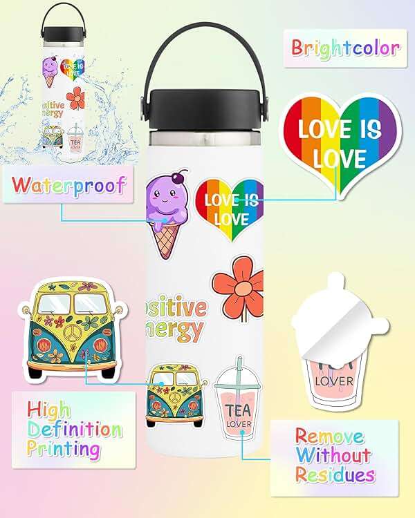 300 Pcs Stickers for Kids, Cute Water Bottle Vinyl Waterproof Laptop Stickers for Students Gifts School Supplies Classroom Teacher Prizes Stocking Stuffers Sticker Pack for Kids Girls Teens - Image 3