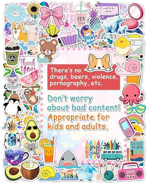 300 Pcs Stickers for Kids, Cute Water Bottle Vinyl Waterproof Laptop Stickers for Students Gifts School Supplies Classroom Teacher Prizes Stocking Stuffers Sticker Pack for Kids Girls Teens - Image 5