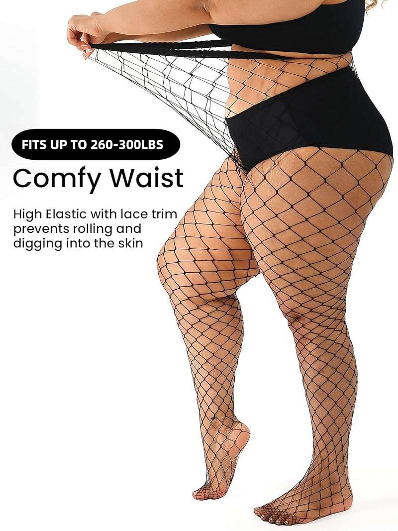 ANNTXL Plus Size Fishnet tights stockings Big Mesh Leggings Pantyhose for women - Image 4