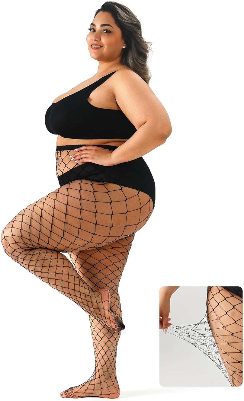 ANNTXL Plus Size Fishnet tights stockings Big Mesh Leggings Pantyhose for women - Image 5