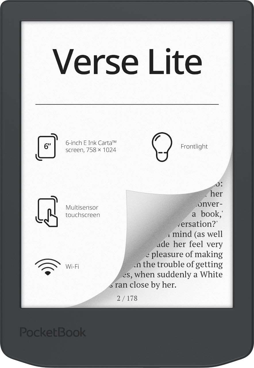 PocketBook Verse Lite – 6" E-Ink Carta Touchscreen eReader with Frontlight | Eye-Friendly, Glare-Free Display | Wi-Fi | Supports 25 Formats incl. DRM | Compact & Lightweight - Image 1