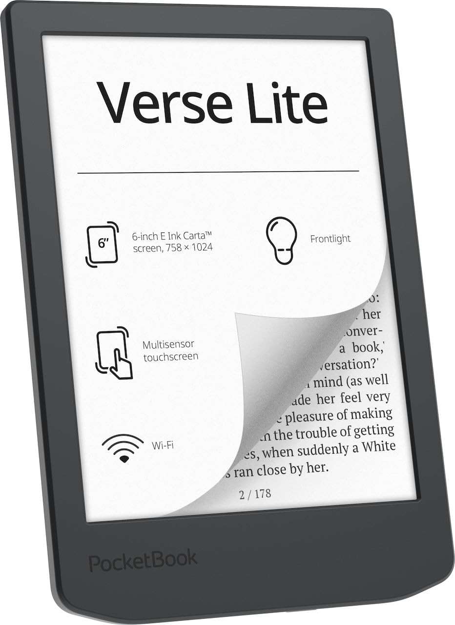 PocketBook Verse Lite – 6" E-Ink Carta Touchscreen eReader with Frontlight | Eye-Friendly, Glare-Free Display | Wi-Fi | Supports 25 Formats incl. DRM | Compact & Lightweight - Image 2