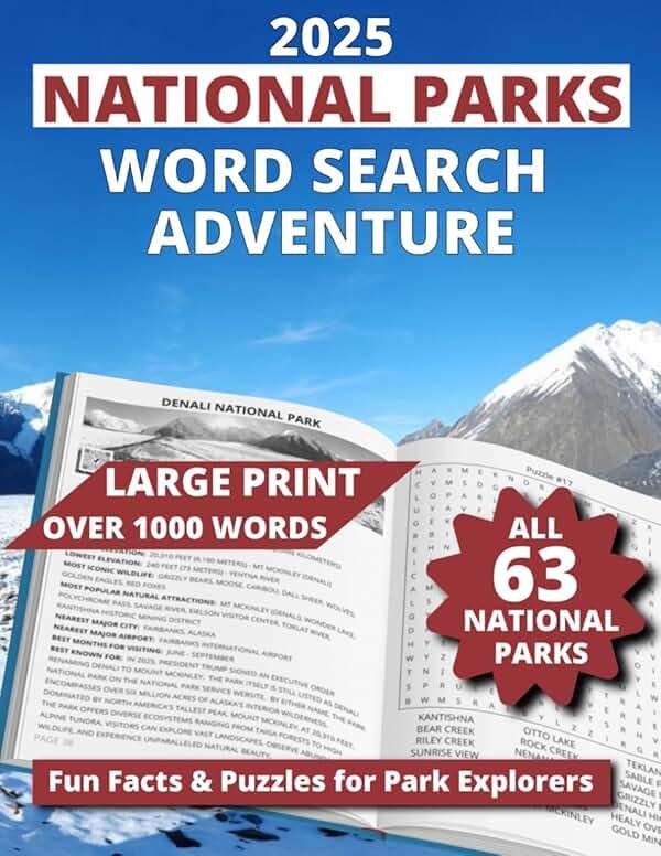 2025 National Parks Word Search Adventure: Fun Facts & Puzzles for Park Explorers - Image 1