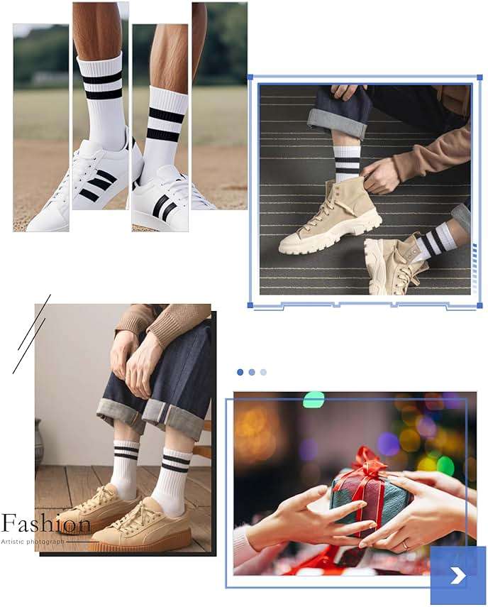 YUWELL Womens Striped Crew Socks, Cotton Cozy Casual Socks for Women 4 Pairs, Size 5-10 - Image 6