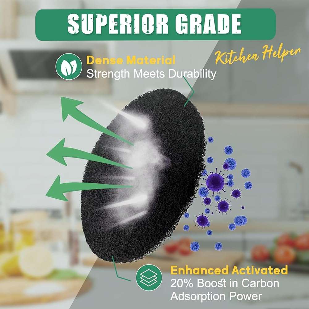 LMJP 7.25 Inch Charcoal Filters for 10 Pack Kitchen Countertop Compost Bins - Extra Thick 0.3" for Longer Lasting Activated Carbon - Image 4