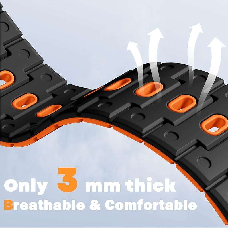 Bandletic Watchband Compatible with Samsung Galaxy Watch Ultra(2025/2024)Bands 47mm for Women, Silicone Strong Magnet Wristbands Adjustable Sport Strap for Galaxy Watch Ultra Bands for Man, Black Orange - Image 4