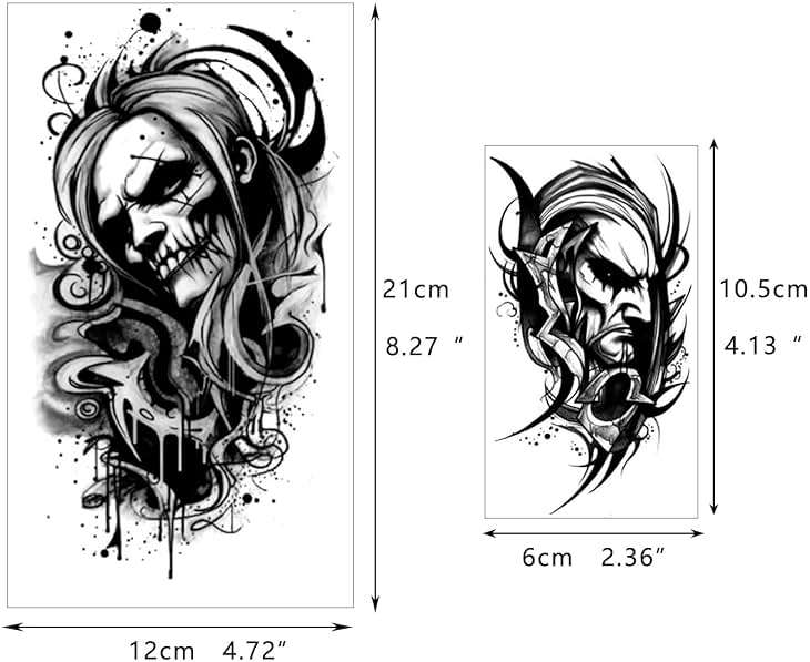 72 Sheets Temporary Tattoos for Men Women Adults - Black 3D Realistic Scary Animals Skulls Scars, Fake Tattoos Set for Halloween Cosplay Arm Sleeve Neck, Waterproof Long-Lasting Body Tattoo Sticker - Image 7