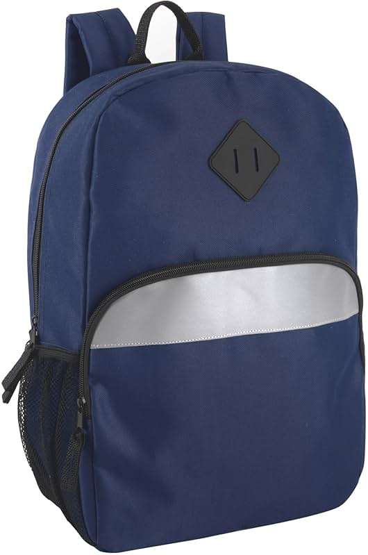 Trail maker 17" Backpack – Reflective School Backpack with Padded Straps, Water Bottle Pockets for Kids & Adults, School Travel Camp (Navy) - Image 1