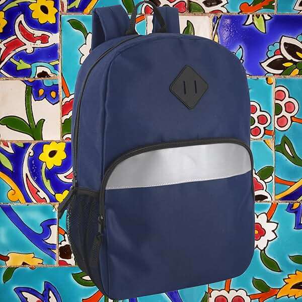 Trail maker 17" Backpack – Reflective School Backpack with Padded Straps, Water Bottle Pockets for Kids & Adults, School Travel Camp (Navy) - Image 2