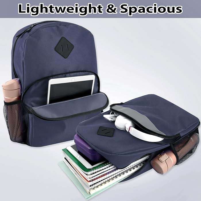 Trail maker 17" Backpack – Reflective School Backpack with Padded Straps, Water Bottle Pockets for Kids & Adults, School Travel Camp (Navy) - Image 4