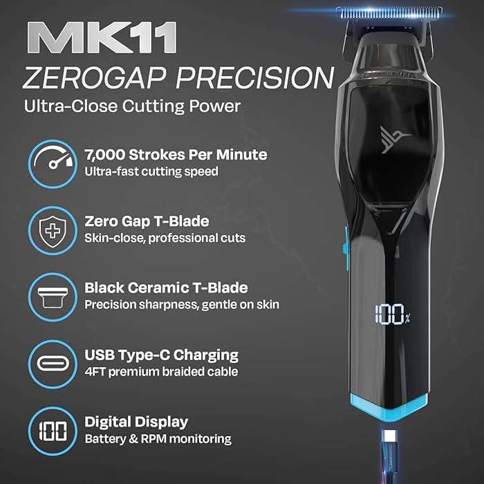 HUMMINGBIRD Pro Series Hair Clippers and Trimmer Set – 9,000 RPM Brushless Motor, DLC Blade, Zero-Gapped T-Blade Trimmer, Cordless USB-C Rechargeable, Super Torque, Carry Case, Professional Barber Kit - Image 4