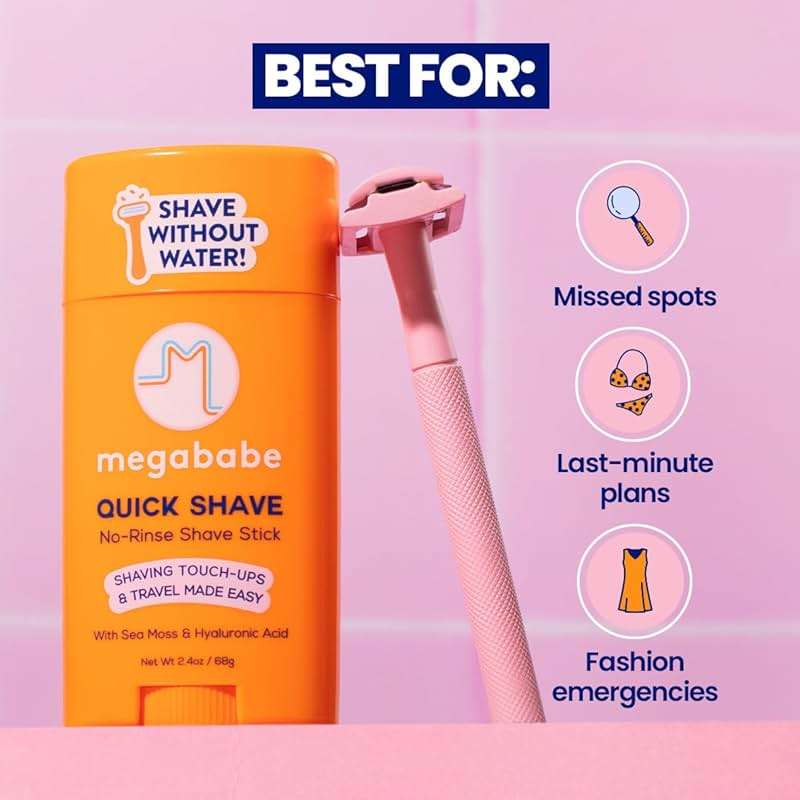 Megababe Quick Shave No-Rinse Shave Stick | Shaving Touch-Ups & Travel Made-Easy | Vacation and Hot Weather Essential | with Sea Moss & Hyaluronic Acid | 2.4 oz - Image 4