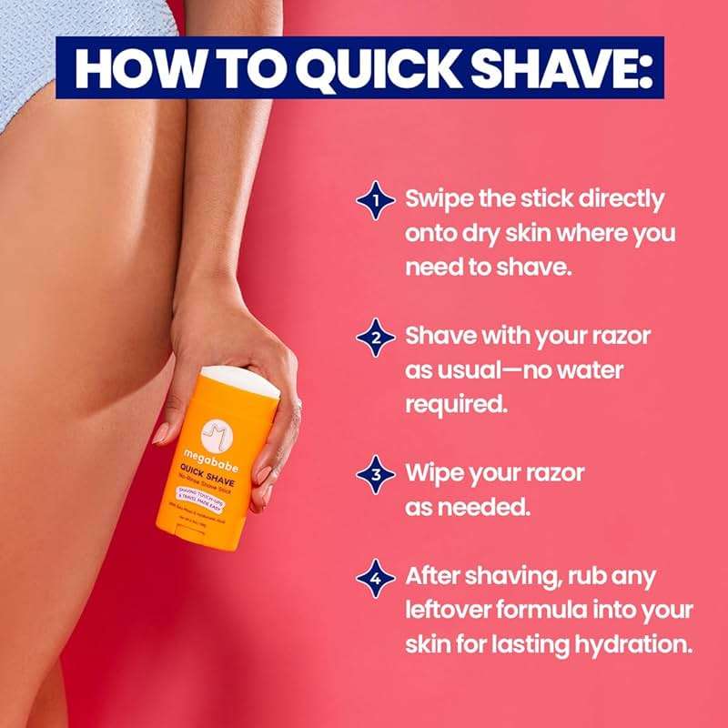 Megababe Quick Shave No-Rinse Shave Stick | Shaving Touch-Ups & Travel Made-Easy | Vacation and Hot Weather Essential | with Sea Moss & Hyaluronic Acid | 2.4 oz - Image 5