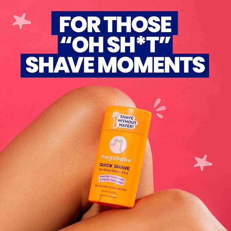 Megababe Quick Shave No-Rinse Shave Stick | Shaving Touch-Ups & Travel Made-Easy | Vacation and Hot Weather Essential | with Sea Moss & Hyaluronic Acid | 2.4 oz - Image 6