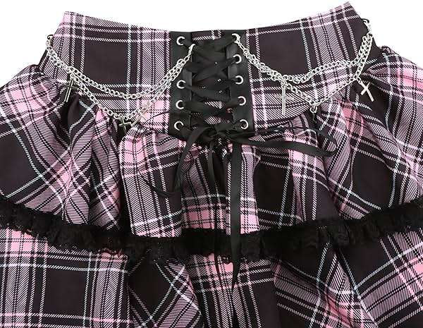 Skirts for Women Lace Up Double Layered Ruffles Skirts Gothic Punk Emo Skirt High Waist Skirt - Image 3