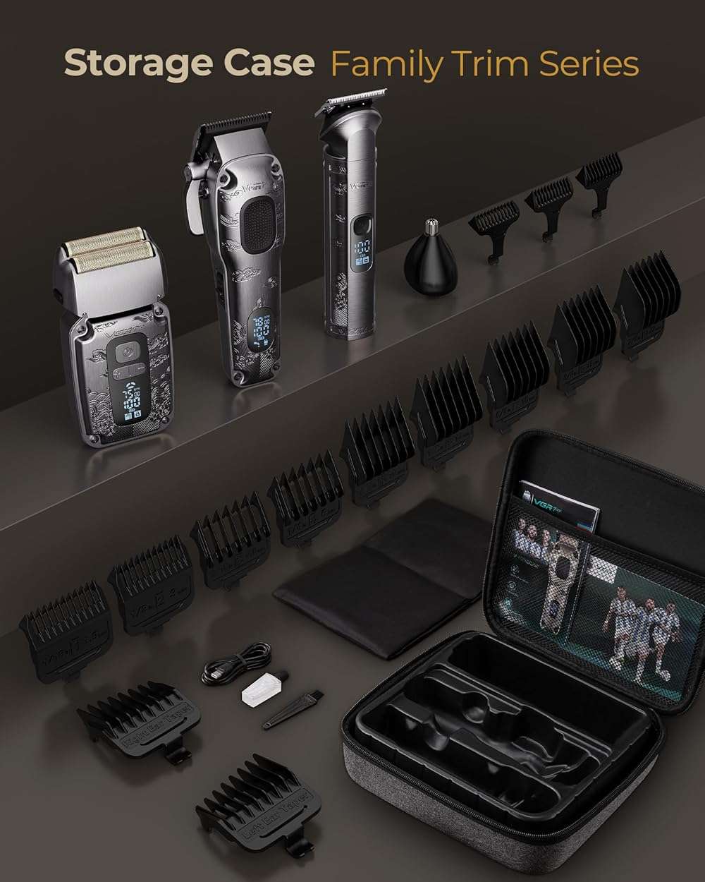 VGRPRO Hair Clipper & Trimmer Set for Men Professional, Waterproof Electric Razor Foil Shaver for Men Face Beard, Cordless for Hair Cutting, 4-Speed Setting, LED Battery Display, Barber or Home Use - Image 7