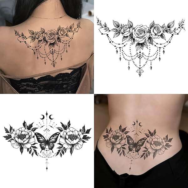Yazhiji 13 Sheet Large Chest Underboob Temporary Tattoos for Adult, 8 Sheets Sexy Rose Flower Belly Tattoos Tramp Stamp for Women, 5 Sheets Body Scar Cover Fake Chest Tattoos Stickers for Men - Image 5