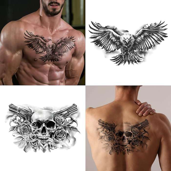 Yazhiji 13 Sheet Large Chest Underboob Temporary Tattoos for Adult, 8 Sheets Sexy Rose Flower Belly Tattoos Tramp Stamp for Women, 5 Sheets Body Scar Cover Fake Chest Tattoos Stickers for Men - Image 7