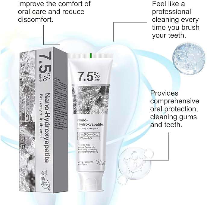 7.5% Nano Hydroxyapatite Toothpaste, Fluoride-Free Formula with Natural Mint for Fresh Breath, Deep Cleaning for Daily Oral Care, 2 Tubes - Image 2