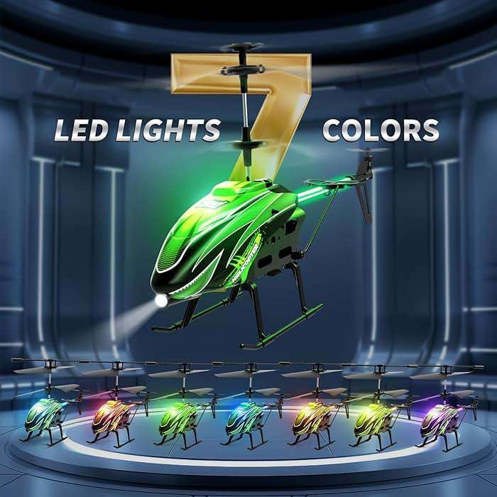 Dwi Dowellin RC Helicopter, Remote Control Helicopter Toy for Kids with 26 Mins Flight(2 Batteries), 8 Light Modes,Easy Control for Boys Girls Age 8-12(Green) - Image 3