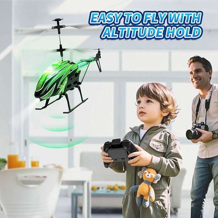 Dwi Dowellin RC Helicopter, Remote Control Helicopter Toy for Kids with 26 Mins Flight(2 Batteries), 8 Light Modes,Easy Control for Boys Girls Age 8-12(Green) - Image 6