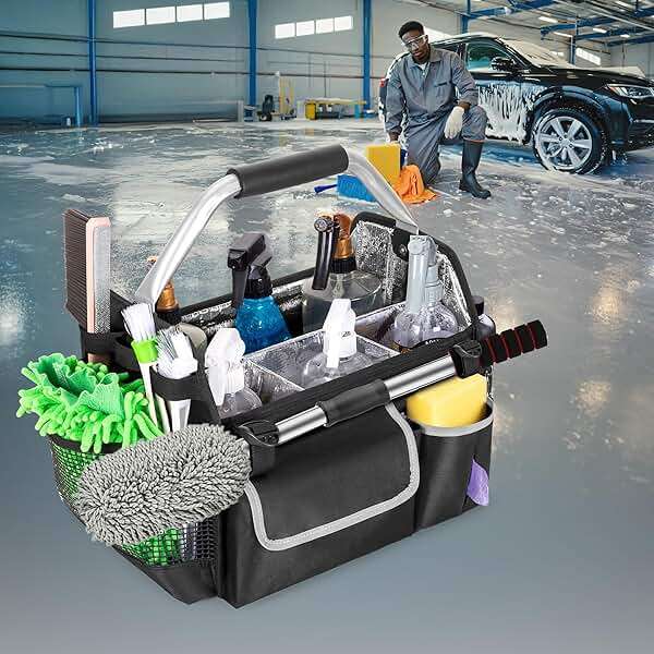 HODRANT Wearable Detailing Caddy, Quick Load Collapsible Car Care Bag with Handle & Shoulder Strap, Detail Carry Organizer with Multi Pockets for Auto Cleaning Supplies & Vehicle Wash Tools, Bag Only - Image 2