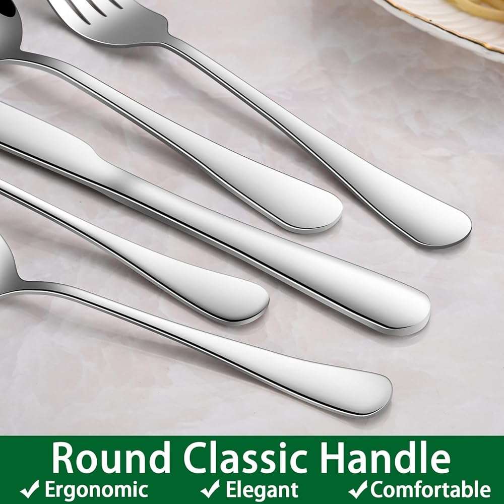 49 Pieces Silverware Sets With Organizer And Steak Knives,Stainless Steel Flatware Sets Service For 8 Person For Home Kitchen,Tableware Cutlery Sets,Includes Knife Spoon and Forks Sets - Image 6