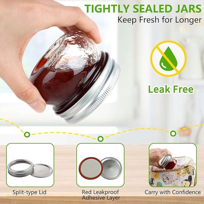 UrSpeedtekLive 24 Pack 4 oz Mason Jars with Regular Lids and Bands, Small Canning Jars, Mini Glass Jars for Honey Jelly Jam Crafts - Image 3