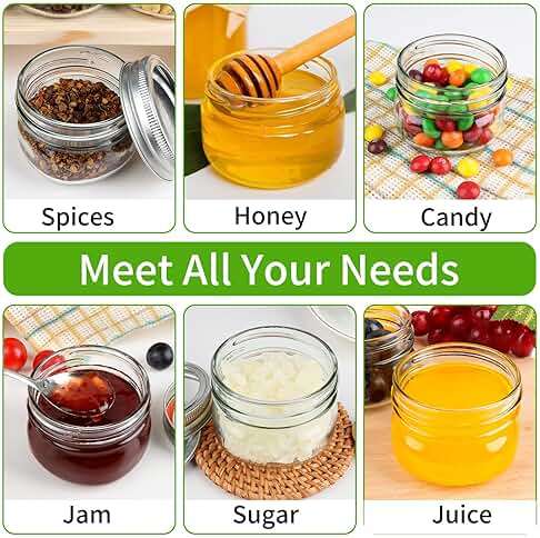 UrSpeedtekLive 24 Pack 4 oz Mason Jars with Regular Lids and Bands, Small Canning Jars, Mini Glass Jars for Honey Jelly Jam Crafts - Image 4