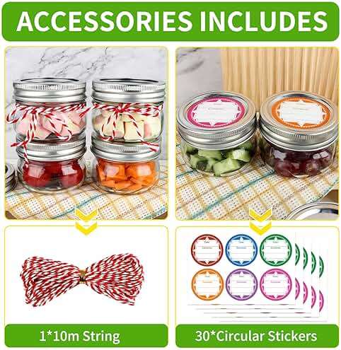 UrSpeedtekLive 24 Pack 4 oz Mason Jars with Regular Lids and Bands, Small Canning Jars, Mini Glass Jars for Honey Jelly Jam Crafts - Image 5