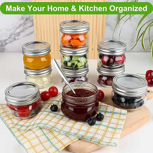 UrSpeedtekLive 24 Pack 4 oz Mason Jars with Regular Lids and Bands, Small Canning Jars, Mini Glass Jars for Honey Jelly Jam Crafts - Image 7