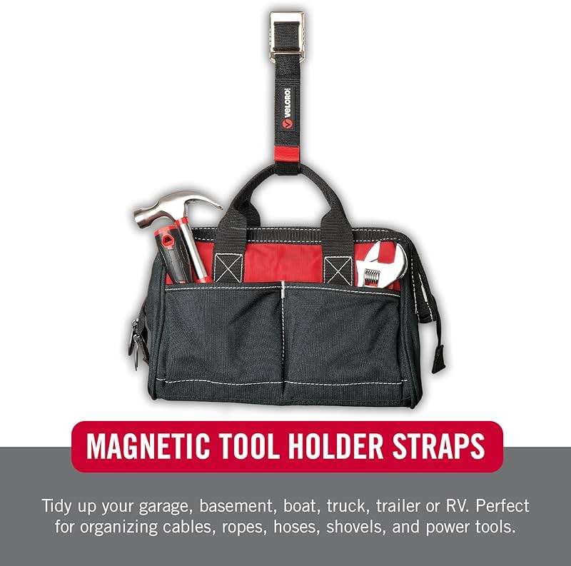 VELCRO Brand Heavy Duty Magnetic Storage Strap, Magnetic Hooks with Straps, Holds 15lbs, These Small Gifts for Men Simplify Storage on Any Metal Surface and Organize Tools and Cords Instantly - Image 6