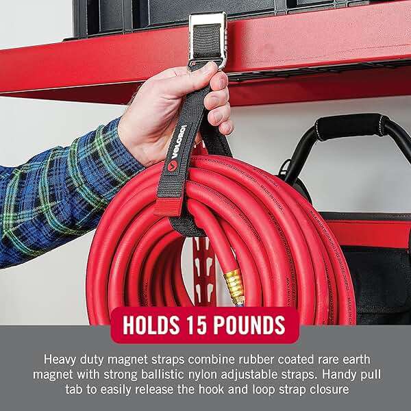 VELCRO Brand Heavy Duty Magnetic Storage Strap, Magnetic Hooks with Straps, Holds 15lbs, These Small Gifts for Men Simplify Storage on Any Metal Surface and Organize Tools and Cords Instantly - Image 7