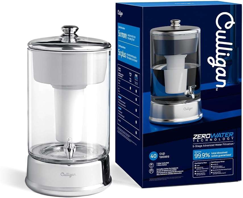 Culligan with ZeroWater Technology 40-Cup Glass Water Filter Dispenser – Includes 5-Stage Advanced Water Filter, Certified to Reduce Lead, Total PFAS (Forever Chemicals), Fluoride, and Chlorine - Image 3