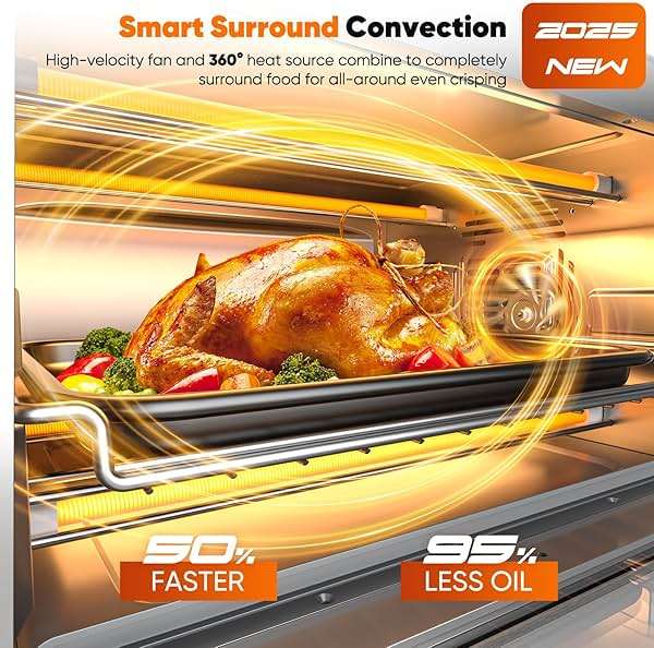 Nuwave Bravo Pro Convection Air Fryer Toaster Oven Combo, 2025 New and Improved, 10-in-1, 50°-450°F Temp Controls, Quick & Even Crisp Technology, 21Qt Capacity, Cozy Blue, PFAS Free - Image 3