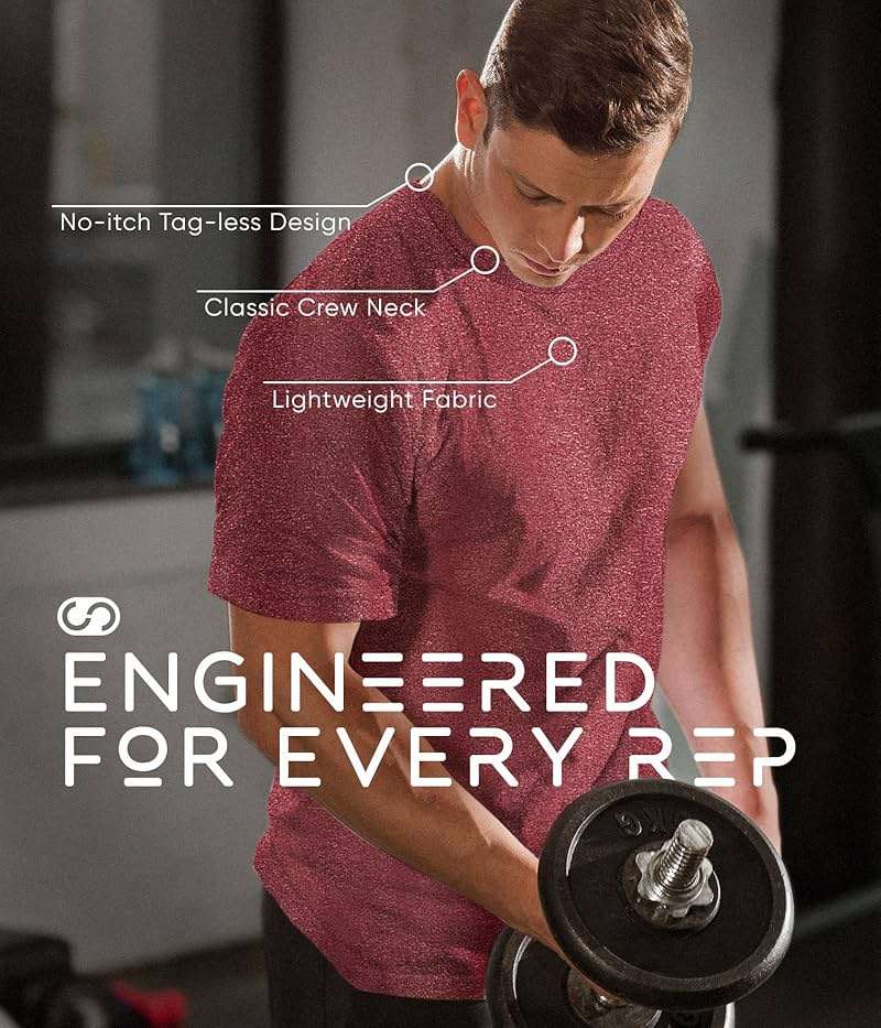 Men's Athletic Workout T-Shirts (Dry Fit, 4-Pack) Moisture Wicking Performance Activewear Gym, Yoga, & Running Tees - Image 6