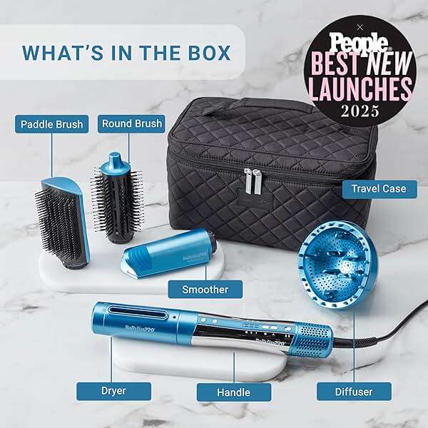 BaBylissPRO StyleSwitch Ionic Multi-Styler, Air Styler and Hair Dryer, Lightweight Hot Air Brush with 5 Attachments, Automatic Dual Voltage - Image 2