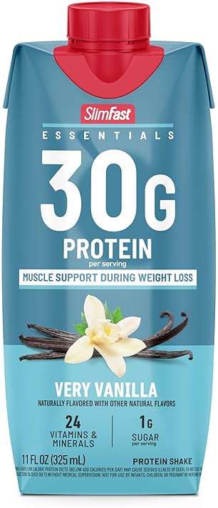 SlimFast Essentials 30g Vanilla Protein Shake, Protein Shakes Ready to Drink, Muscle Support, 1g Sugar, 24 Vitamins and Minerals, 1g Net Carbs, Very Vanilla, 12 Count - Image 7