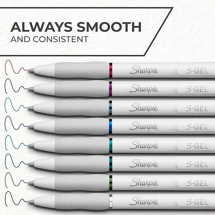 Sharpie S-Gel Pens, Fashion Barrel Gel Pens, Pearl White Body, Medium Point (0.7mm), Bold Ink Colors, 12 Count - Image 4