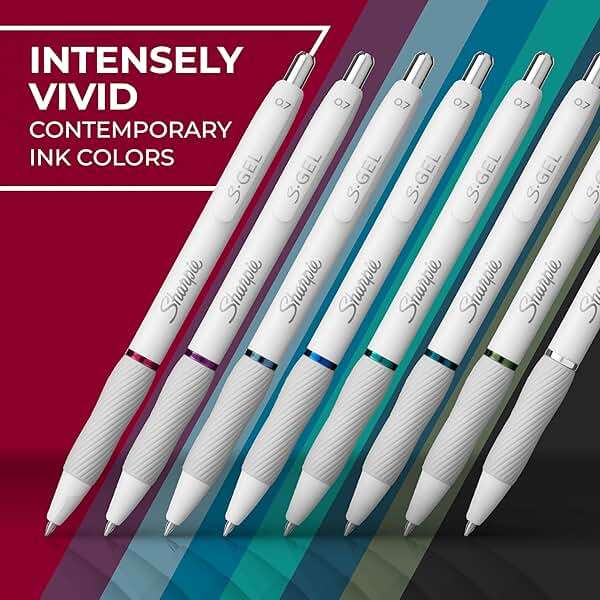 Sharpie S-Gel Pens, Fashion Barrel Gel Pens, Pearl White Body, Medium Point (0.7mm), Bold Ink Colors, 12 Count - Image 5