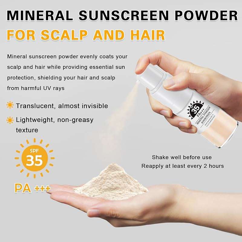 IONSGAKO Mineral Sunscreen Powder for Scalp and Hair SPF 35 PA+++ Scalp Sunscreen Powder with Broad Spectrum UV Protection, Lightweight, No-Greasy, Easy to Apply, 1PC - Image 4