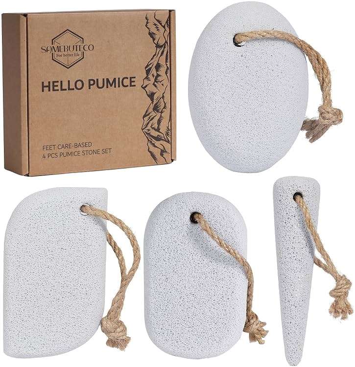 SAMEBUTECO Natural Pumice Stone for Feet Volcanic Pumice Cleaning Stone for Sole of the Foot,Edges of the Foot,Toe Seams Deep Clean,Dry Dead Skin Foot Scrubber White 4 Shapes - Image 1